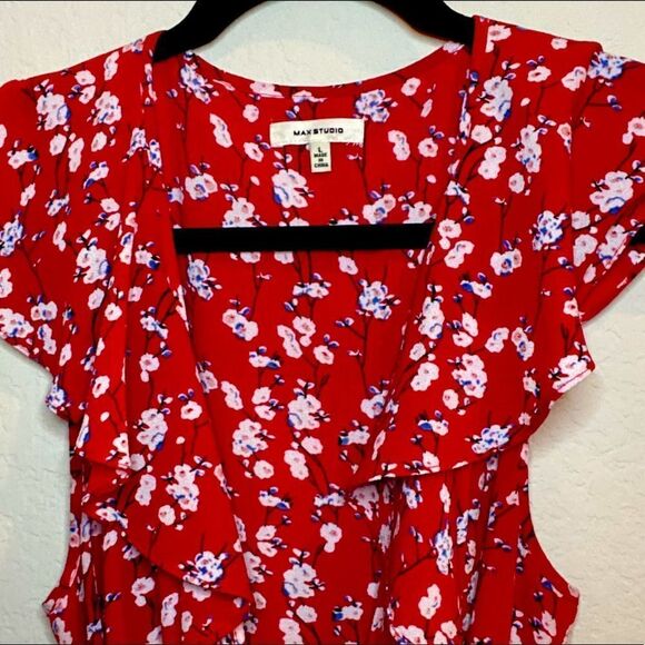 Max Studio NWOT Floral Wrap Dress Sz L - Picture 3 of 3